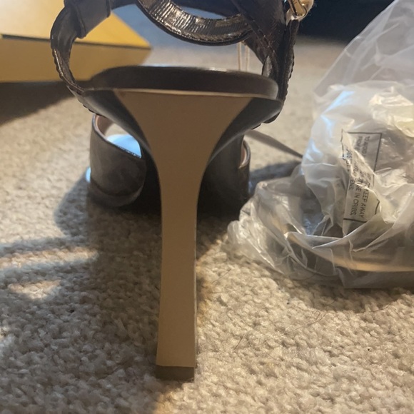 Authentic Fendi Logo  embossed canvas high heel sandals